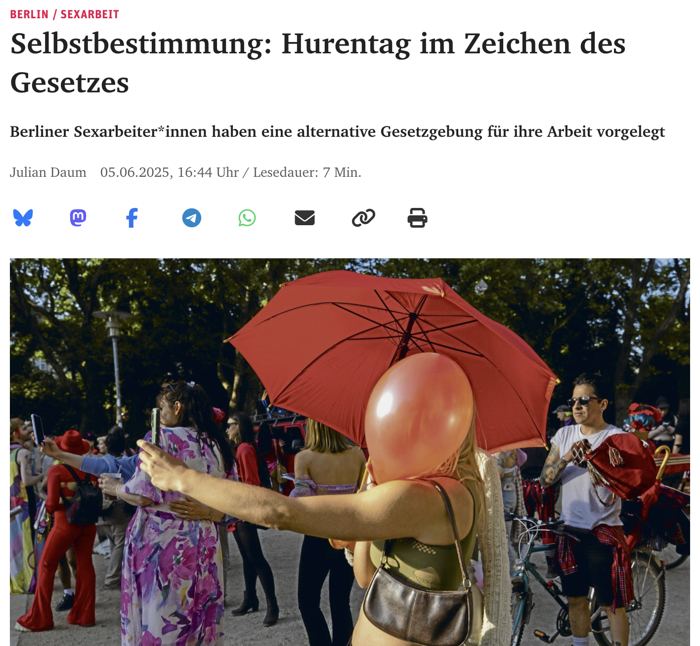 Selbstbestimmung: Hurentag im Zeichen des Gesetzes