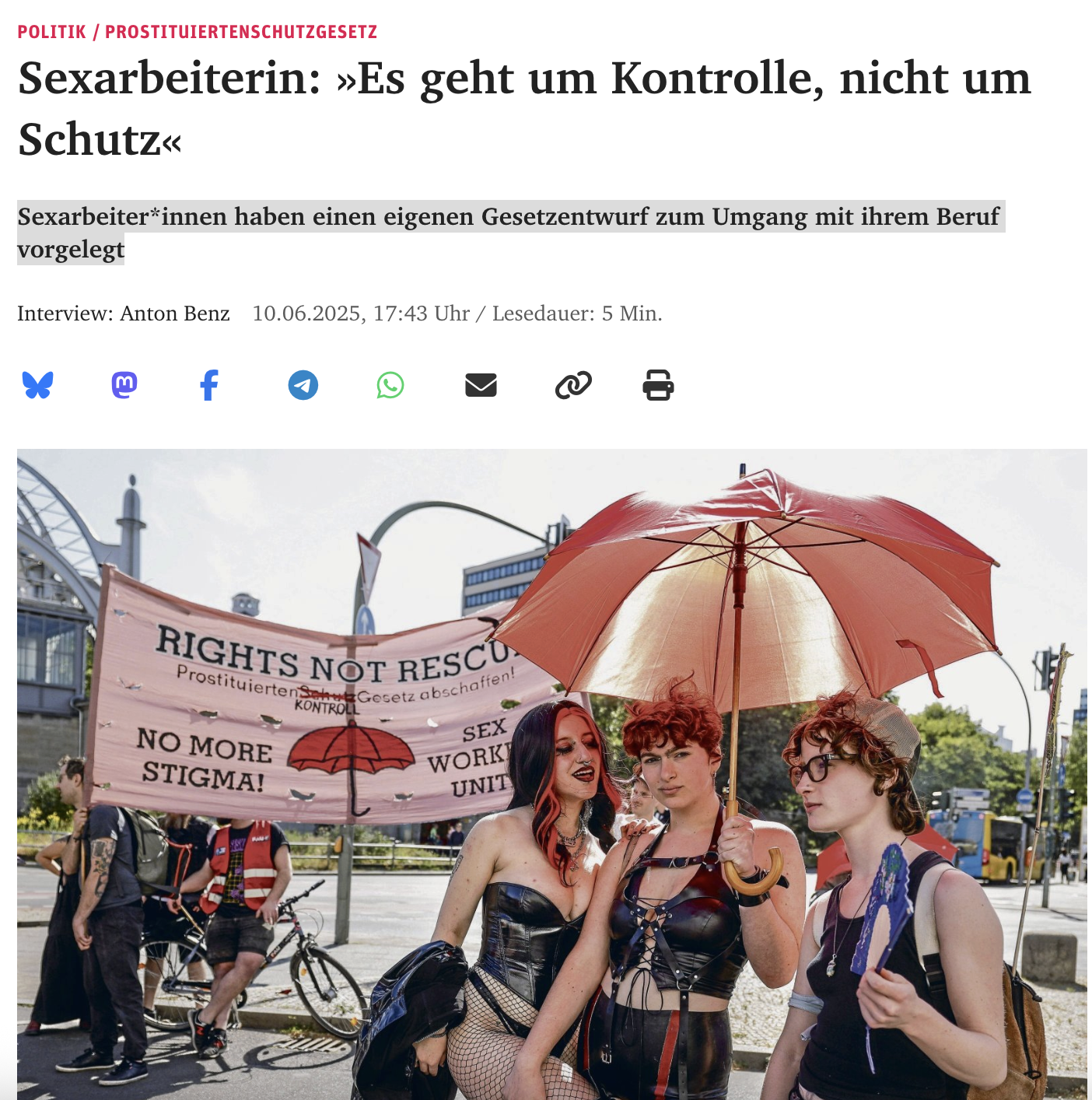 Sexarbeiterin: »Es geht um Kontrolle, nicht um Schutz«