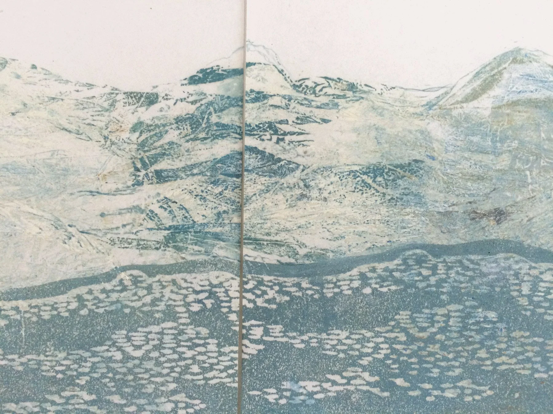 Installation L’iceberg, estampe sur papiers japonais