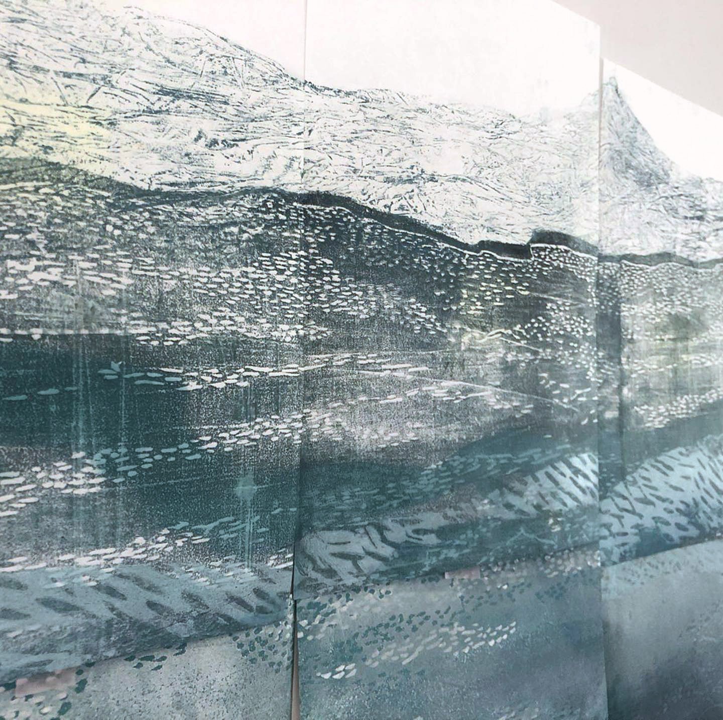 Installation L’iceberg, estampe sur papiers japonais