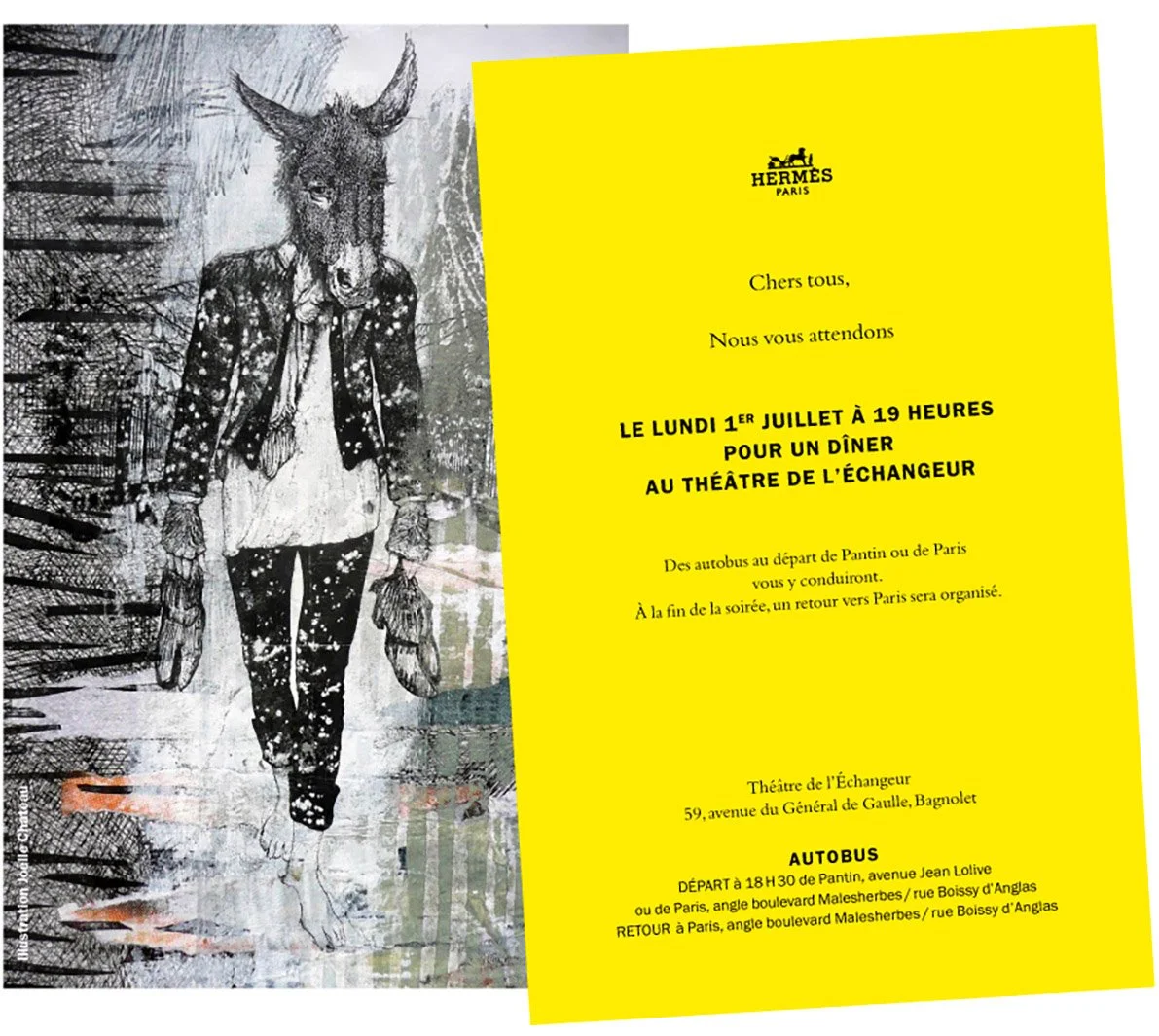 Dessin invitation, événement Hermès, 2013