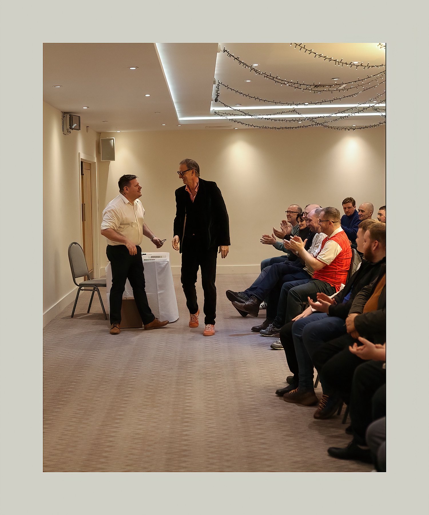 tony adams MBE  ex england and arsenal football captain arrives on stage to do his first part of his meet and greet at a cotswolds hotel on sunday .. image