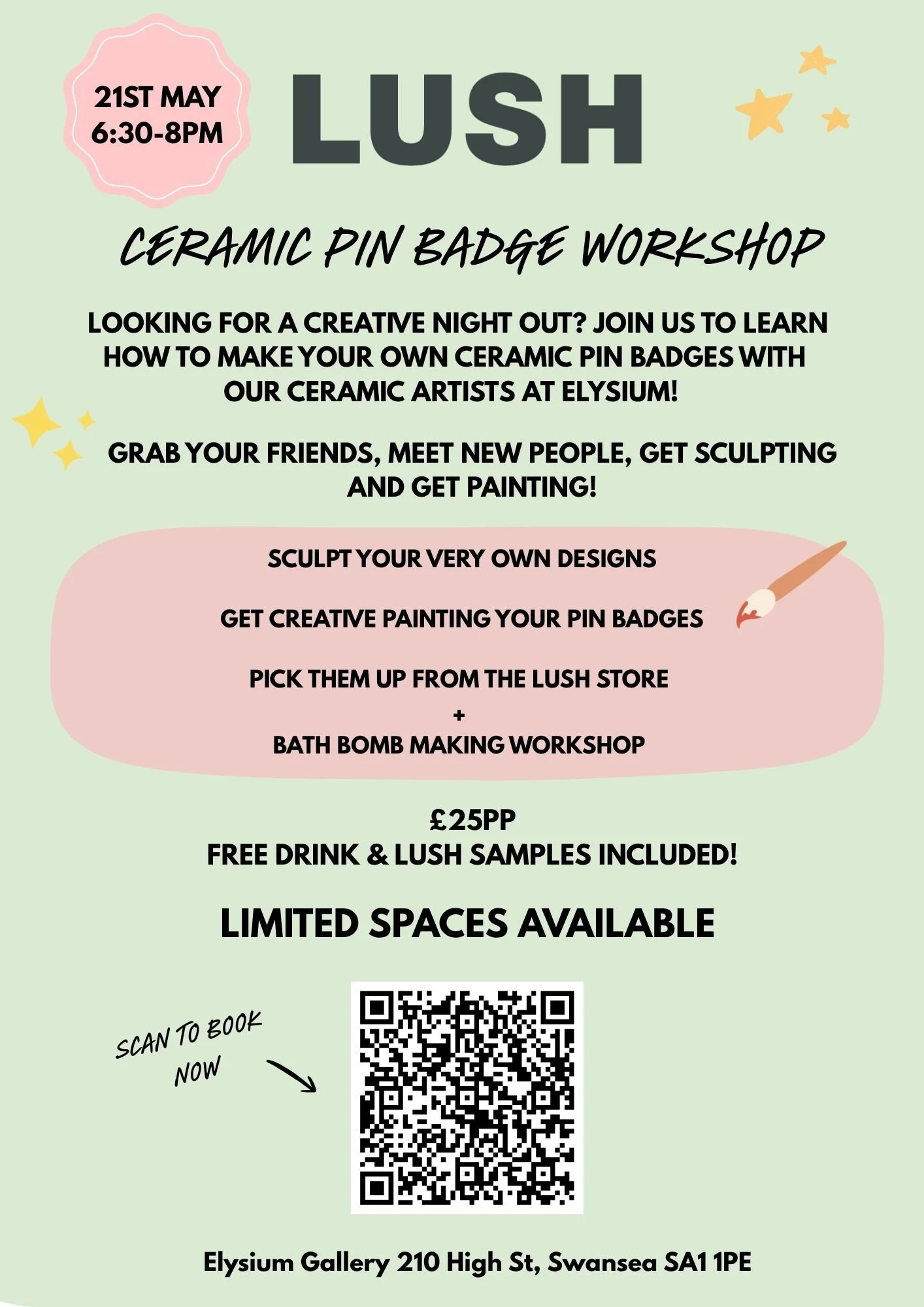 LUSH Creative Workshop - Ceramic Pin Badge Making