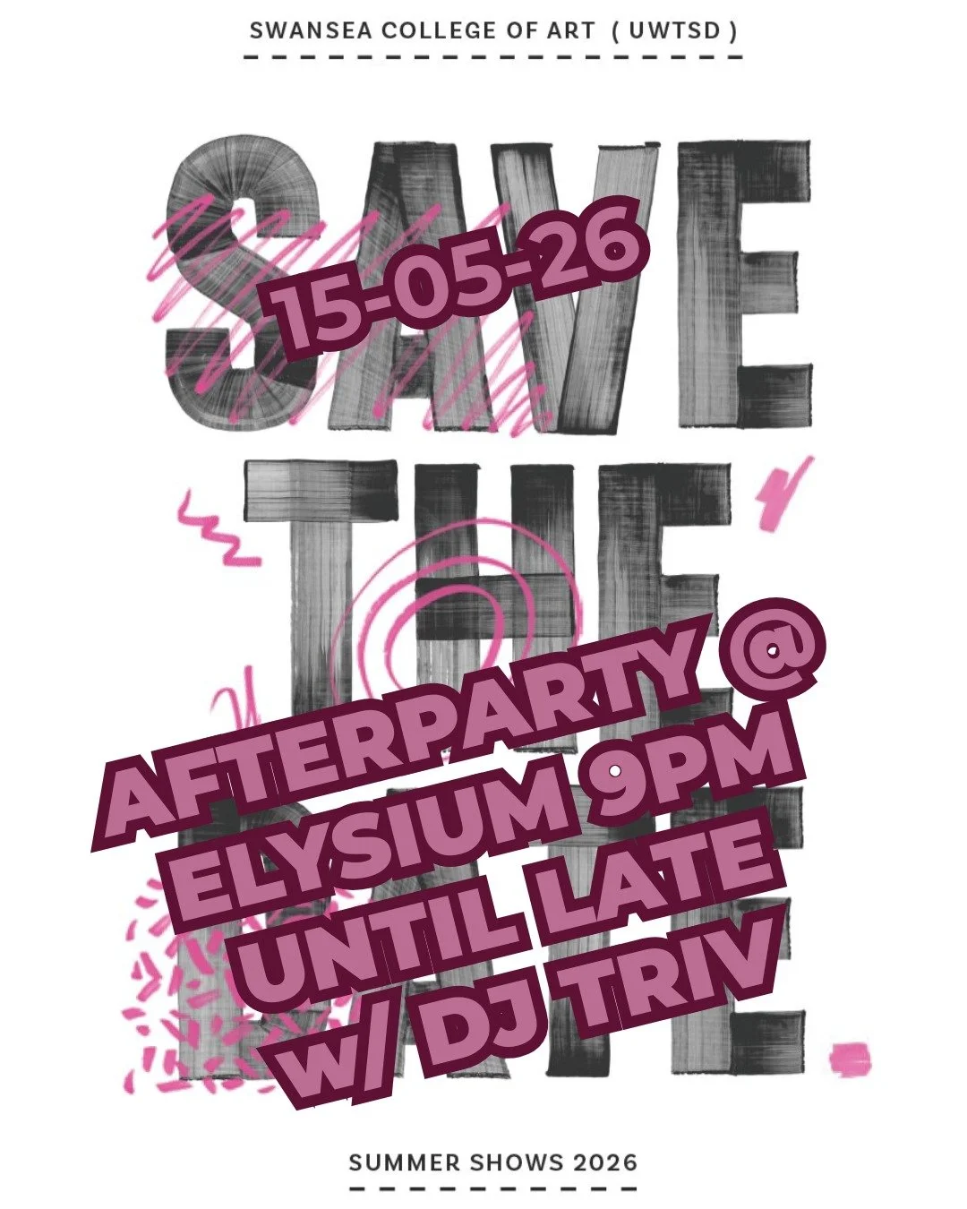 Next Friday the annual @swanseacollegeofart_uwtsd summer shows open and we can't wait for what is always one of the events of the art year!

As usual there'll be an afterparty here on High Street with @djtriv blasting out tunes until late - don't mis