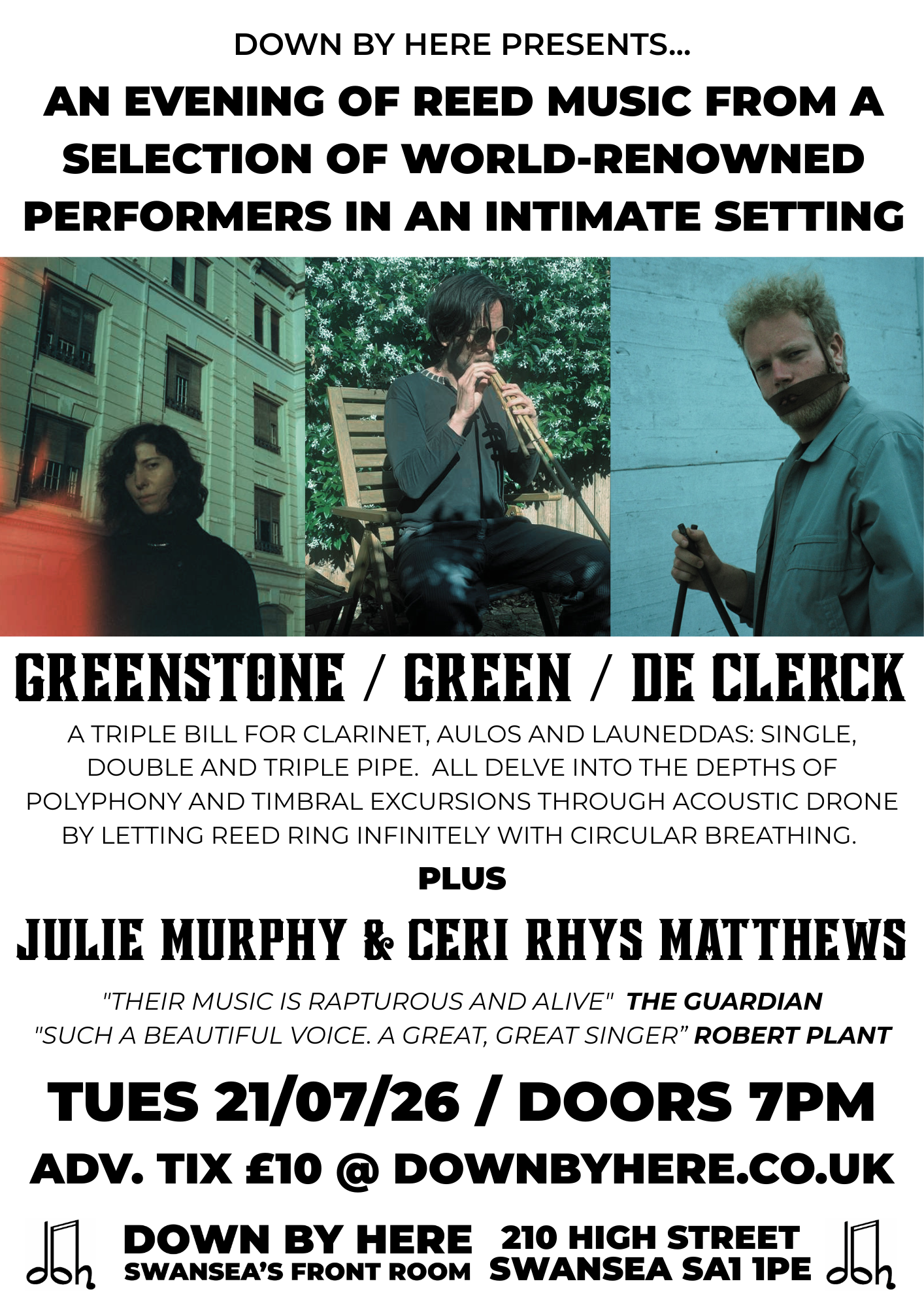 An Evening of Reed Music: Greenstone / Green / De Clerck + Julie Murphy & Ceri Rhys Mathews