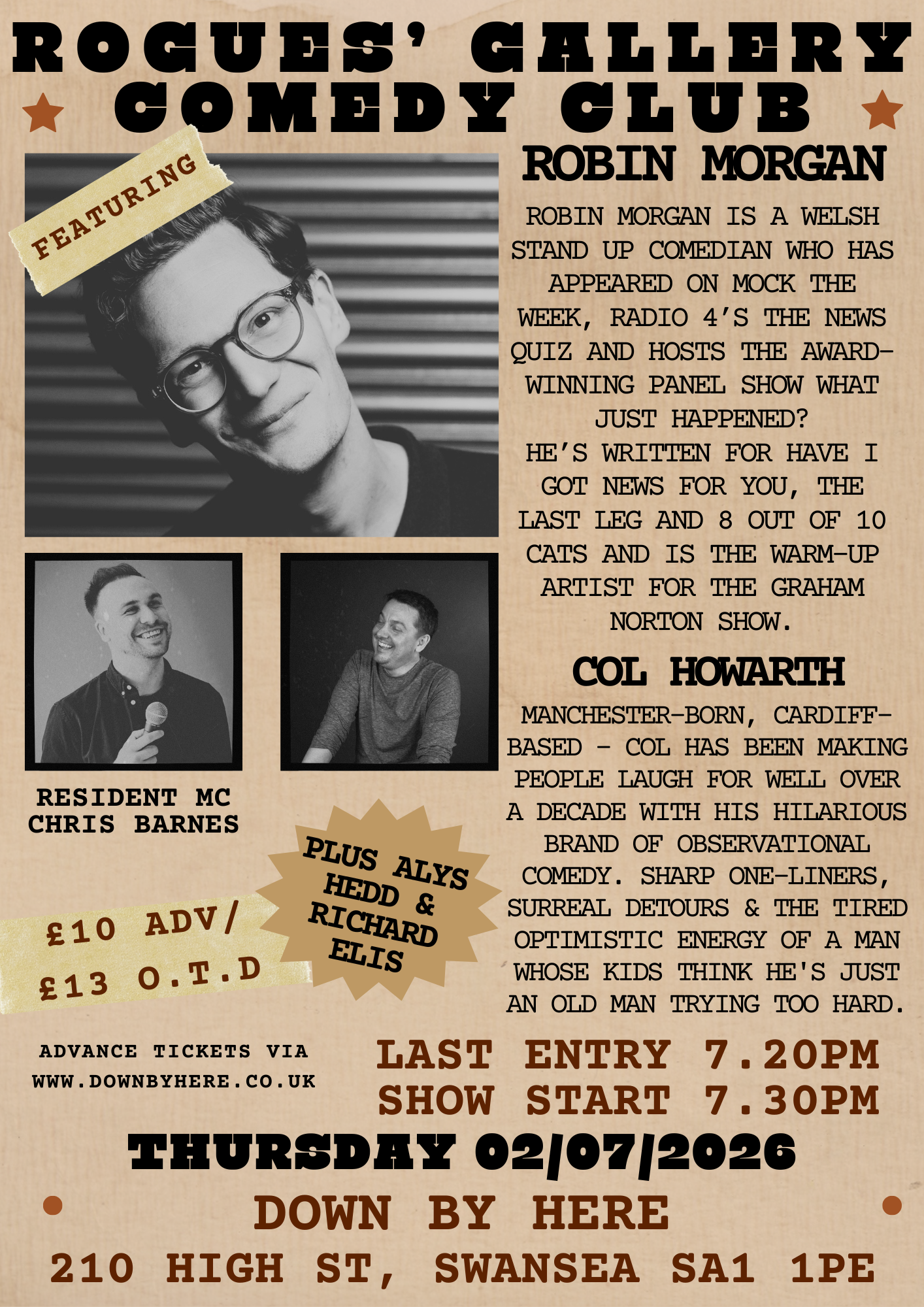 Rogues' Gallery Comedy Club: Robin Morgan + Col Howarth