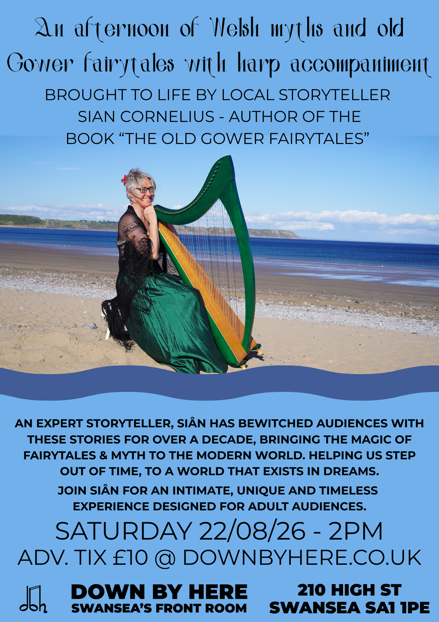 An afternoon of Welsh myths and old Gower fairytales with harp accompaniment