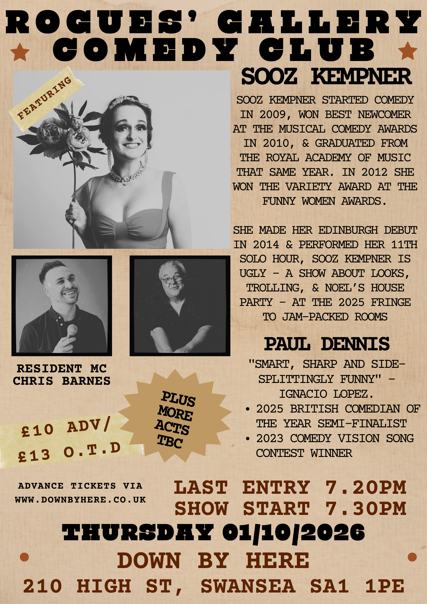 Rogues' Gallery Comedy Club: Sooz Kempner + Paul Dennis