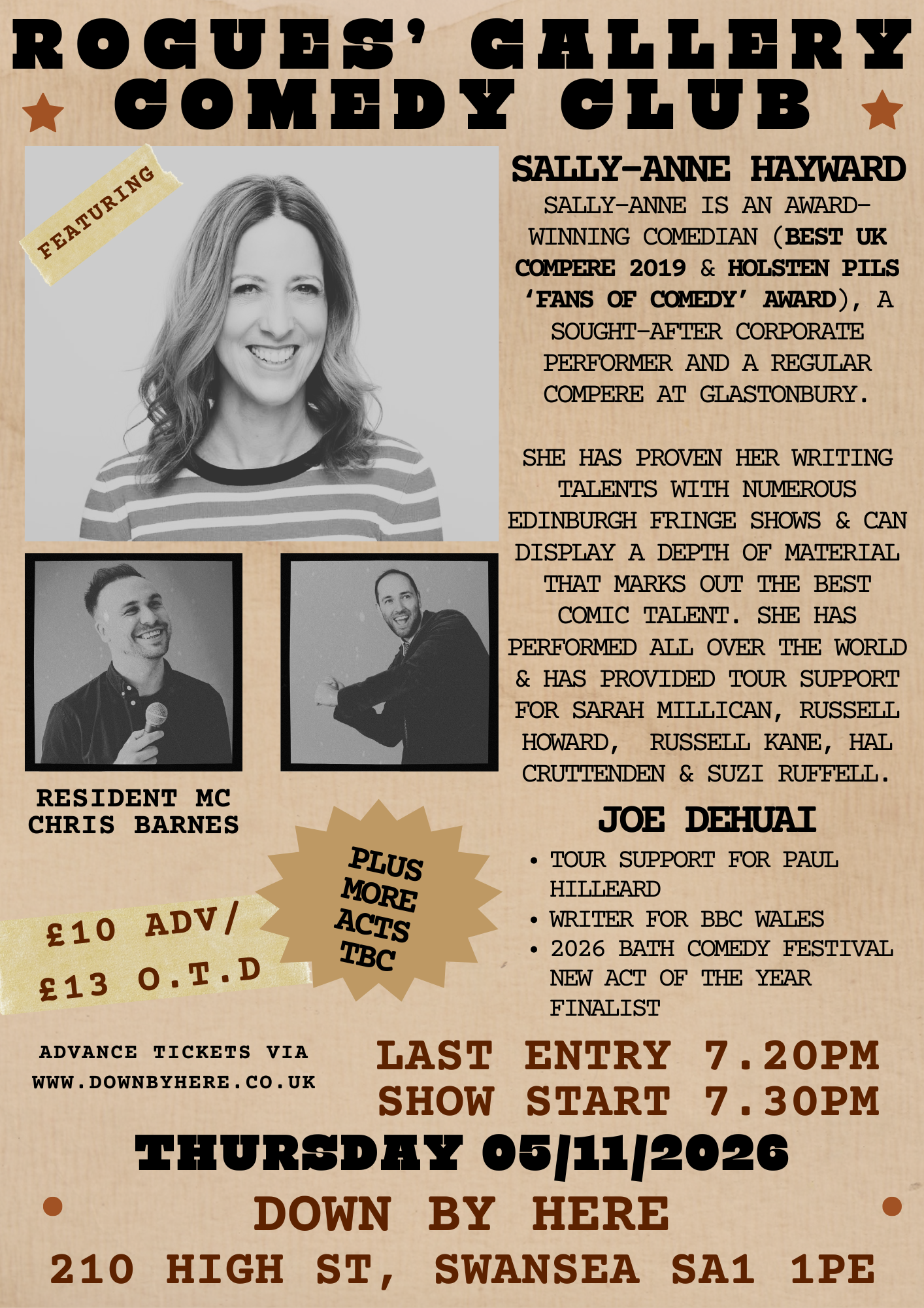 Rogues' Gallery Comedy Club: Sally-Anne Hayward + Joe Dehuai