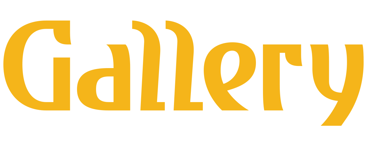 The word 'Gallery' written in large, stylized yellow letters with a black background