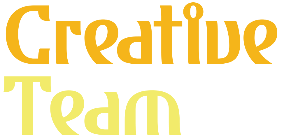 The image displays the words "Creative Team" in large, colorful, stylized text.