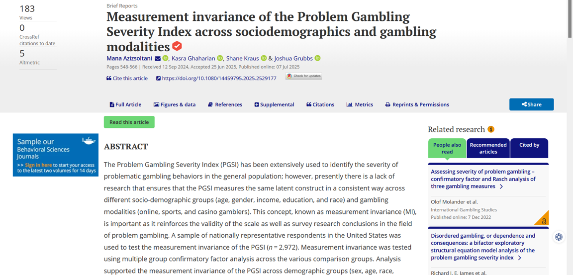 Differential’s Mana Azizsoltani publishes on responsible gaming