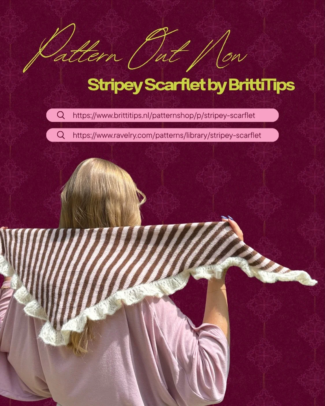 I&rsquo;m so excited to announce that my first ever pattern, the Stripey Scarflet, is finally out in the world 🤍🤎 thinking back to the time I first picked up a knitting needle, I could&rsquo;ve never even imagined getting to this point, but I&rsquo