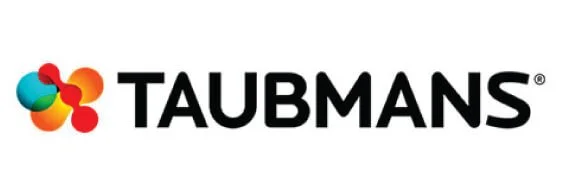 Taubmans logo with colorful abstract shape and bold black text