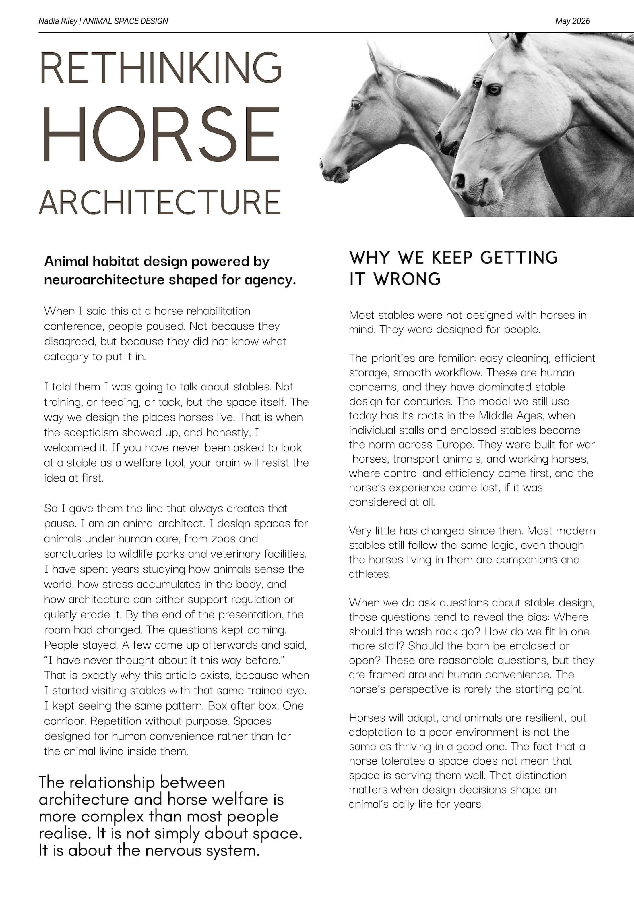 Rethinking horse architecture