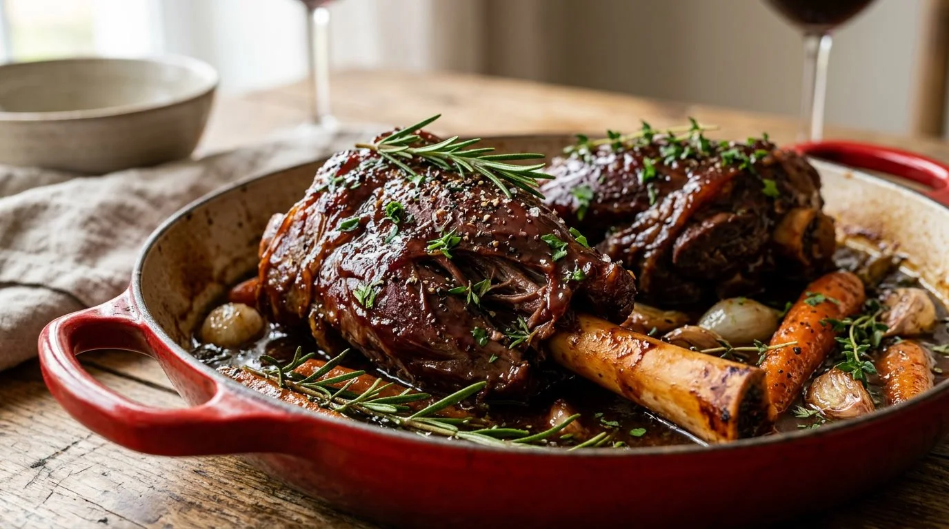RED WINE BRAISED LAMB SHANKS
