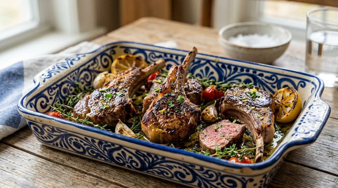GREEK PAN SEARED LAMB CHOPS