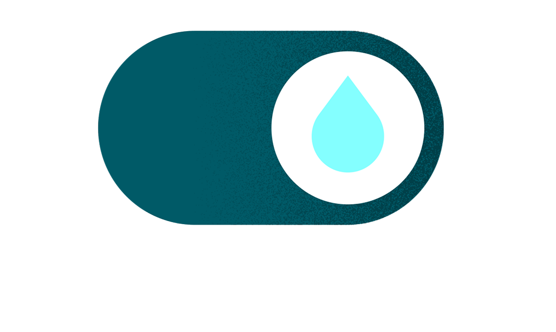 Icon of an on-off button with a water droplet