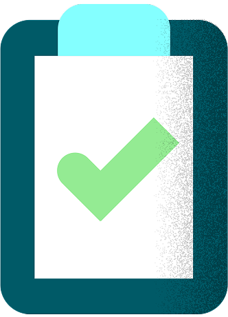 Illustration of a clipboard with a green tick on it