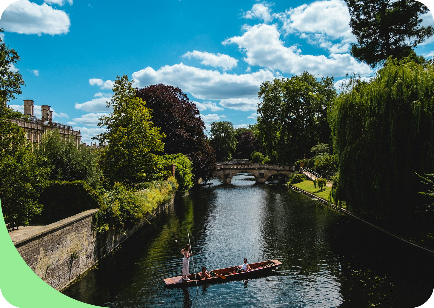 Photo of a river in Cambridge with a people punting