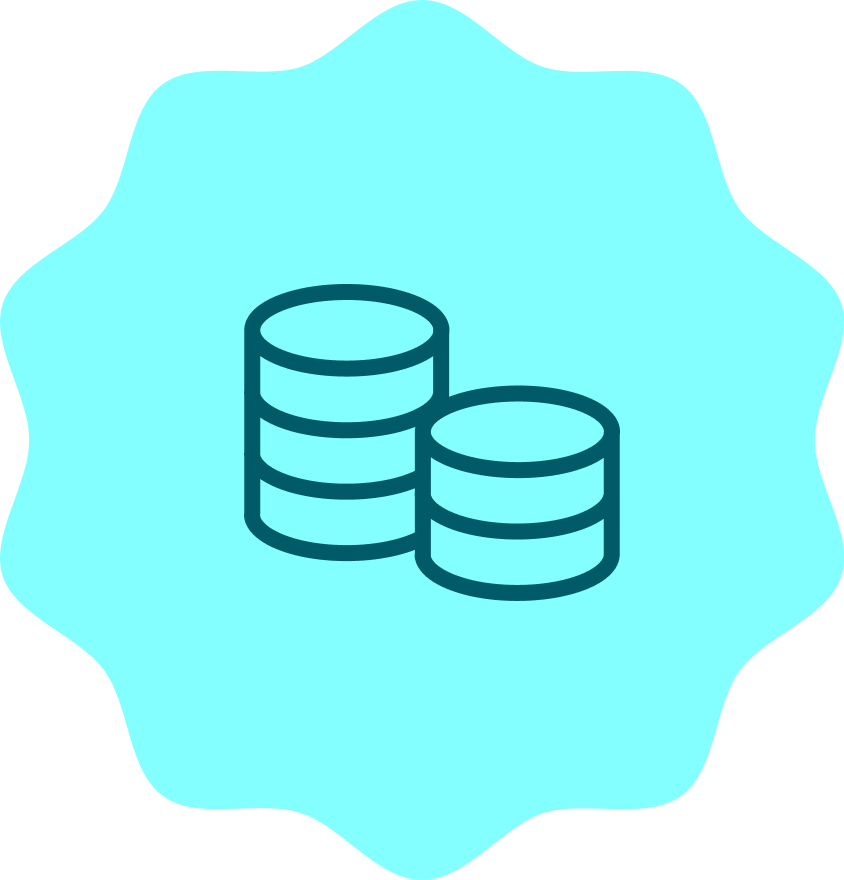 Blue sticker with penny icons