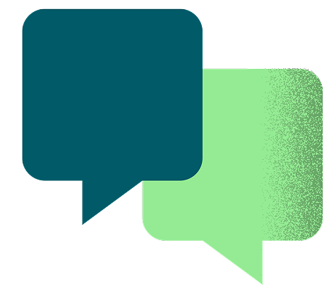Two speech bubble icons in green