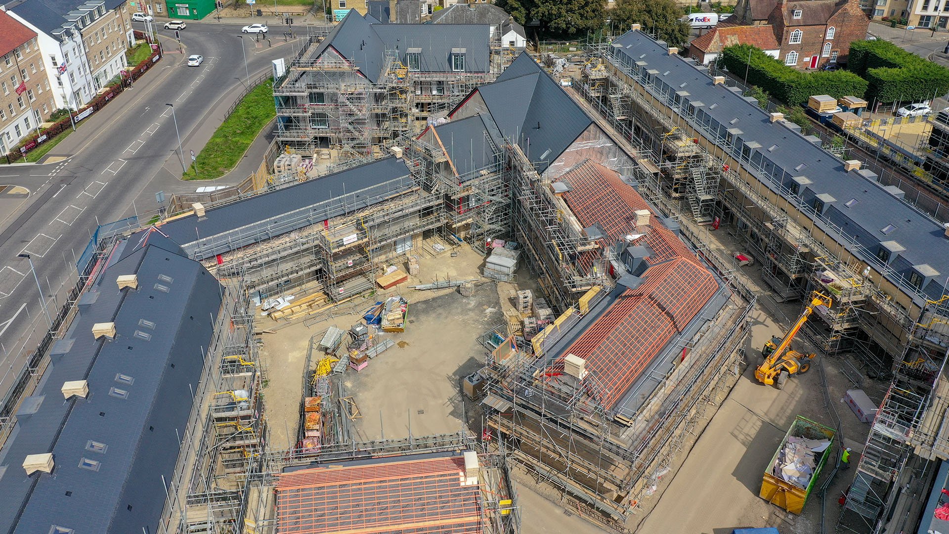 Aerial view of Drovers Place during construction