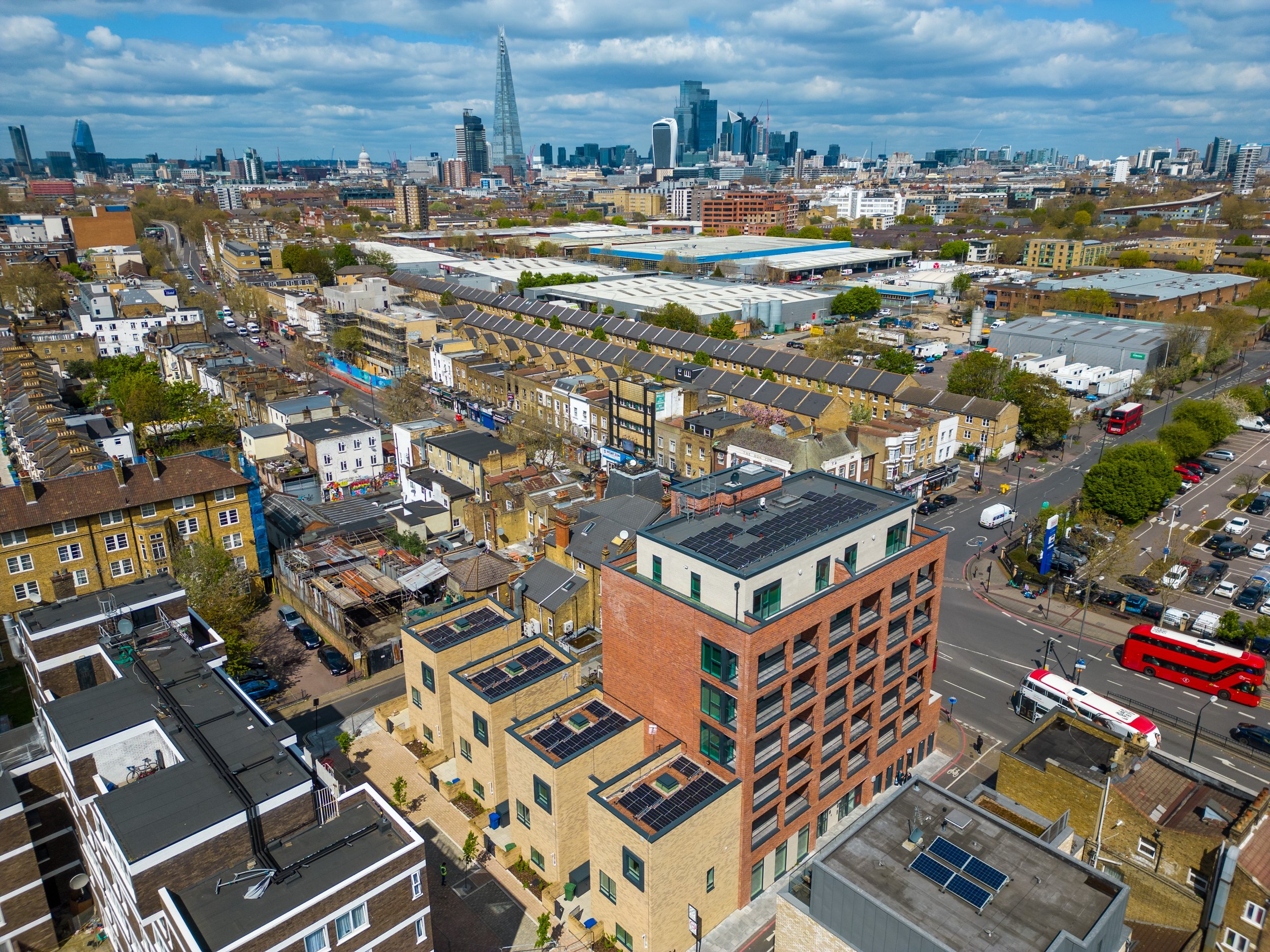 Aerial view of Ivy Church Lane within its Southwark neighbourhood