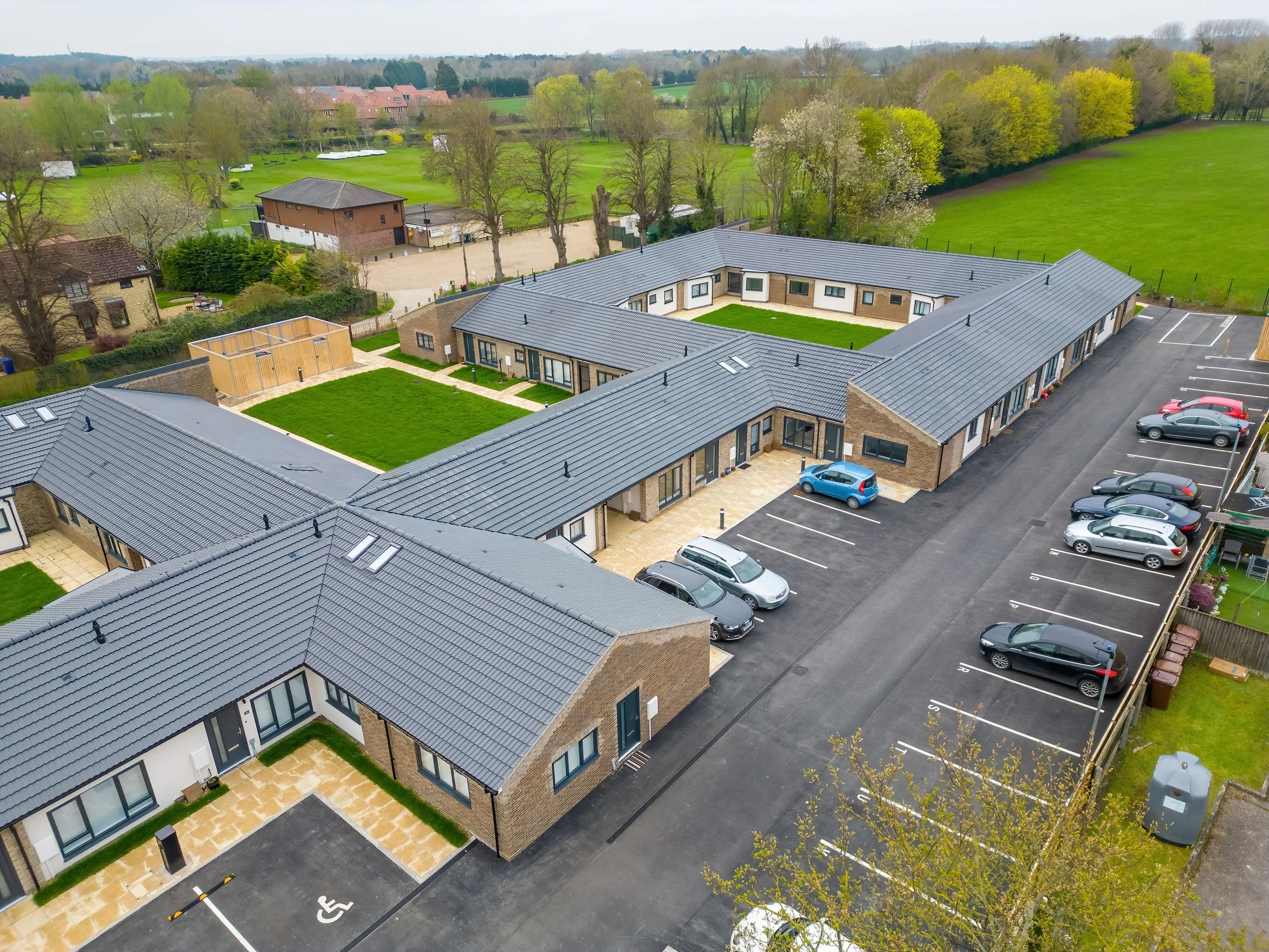 Aerial view of Wamil Court homes and residents’ parking