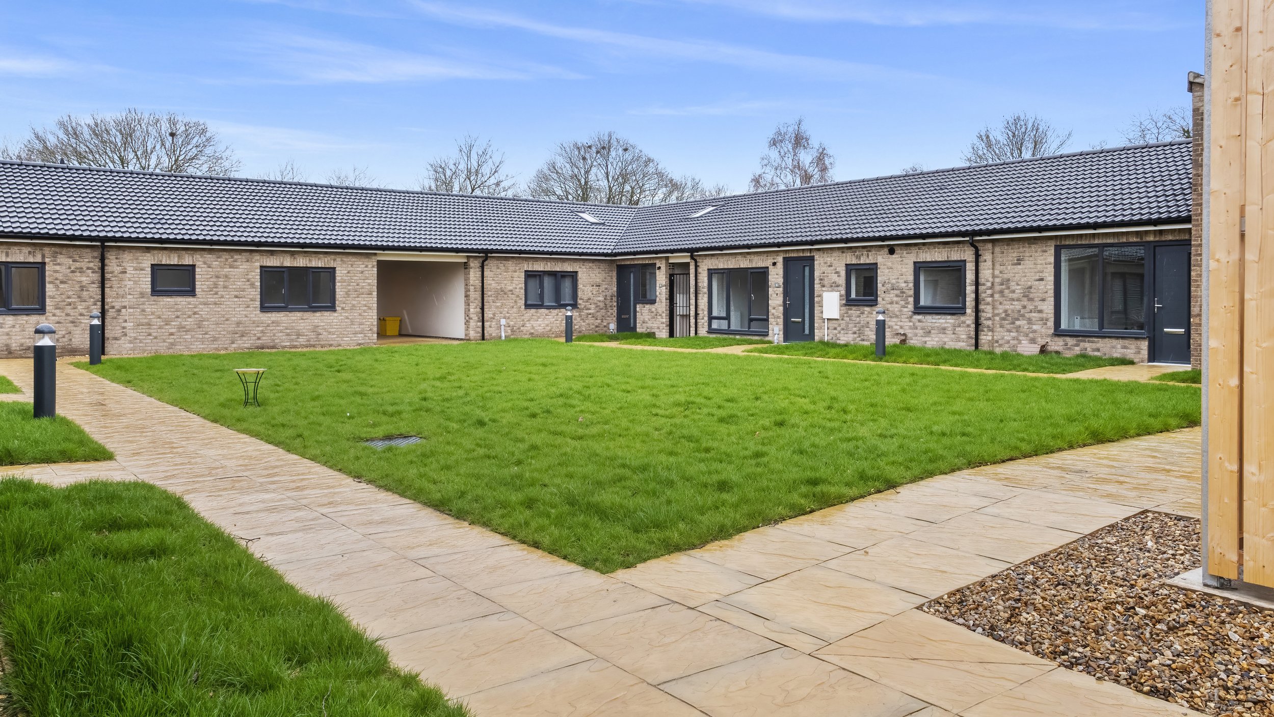 Landscaped courtyard between Wamil Court homes