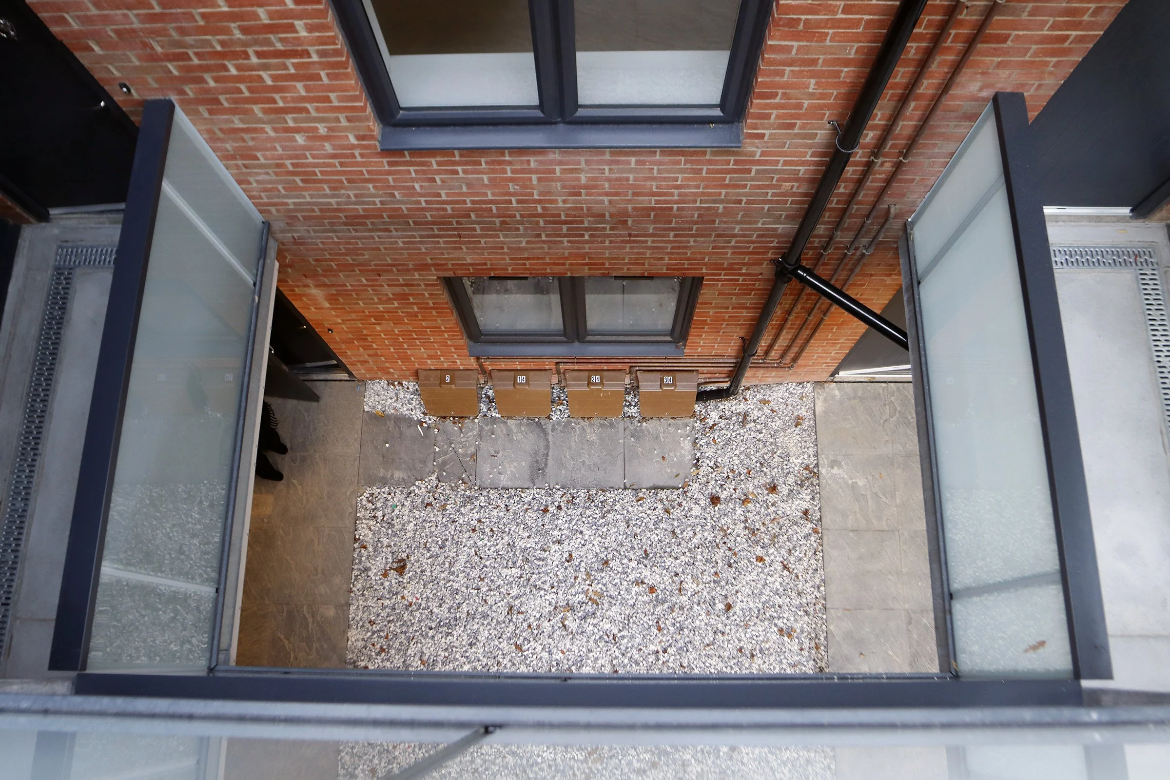 Shared courtyard viewed from a Wade House balcony
