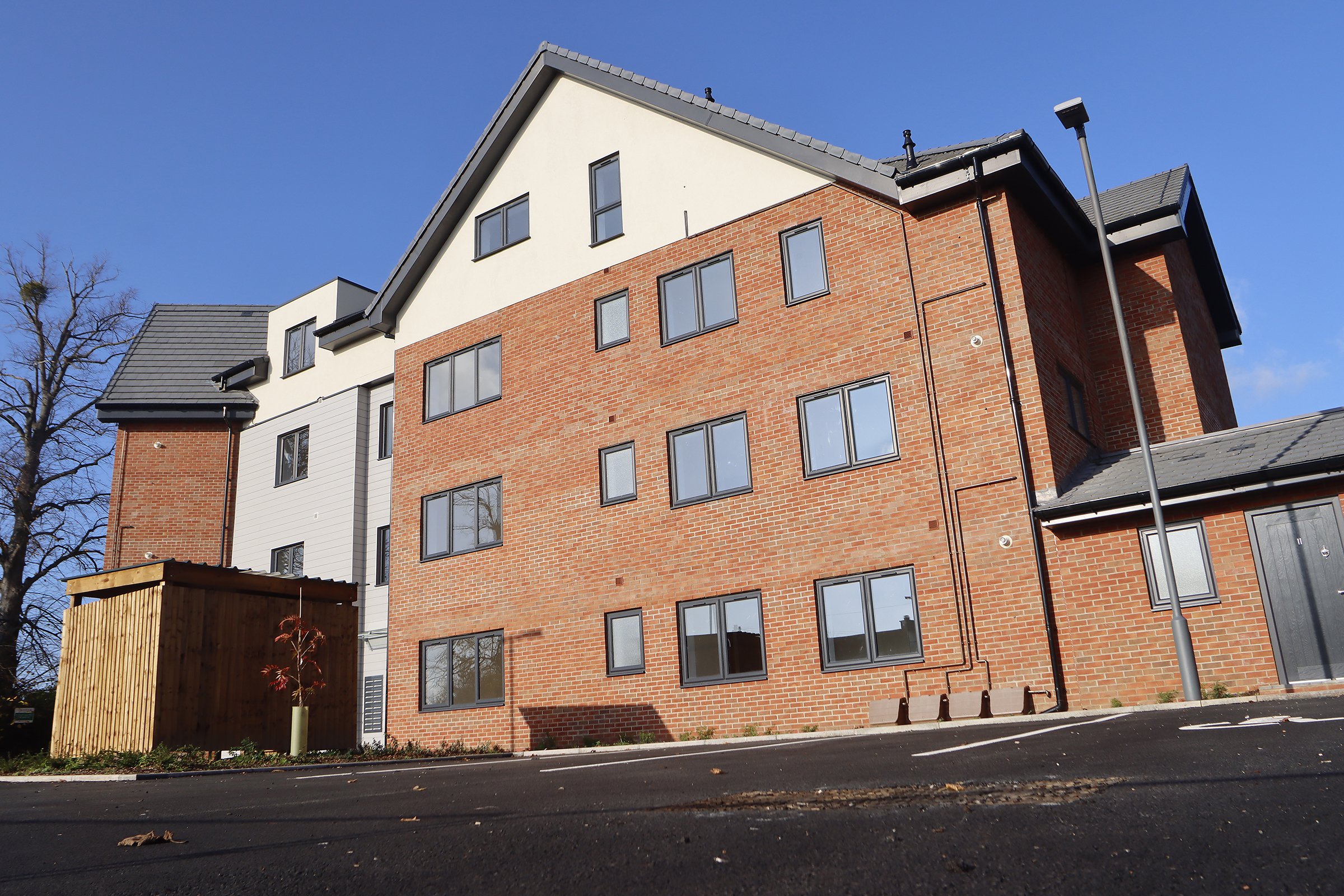 Red-brick Wade House apartment building in Stowmarket
