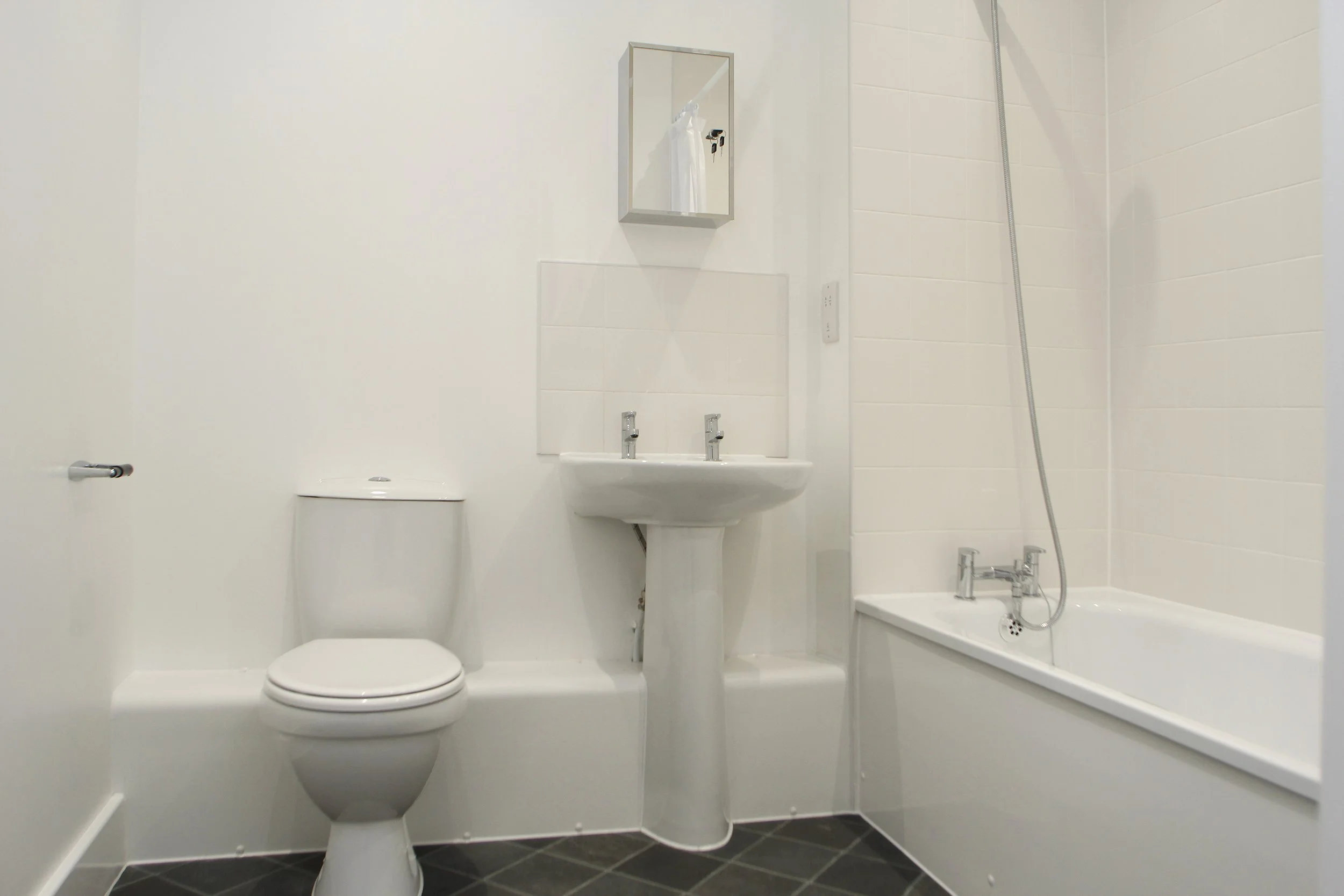 Accessible bathroom inside an Antler House apartment