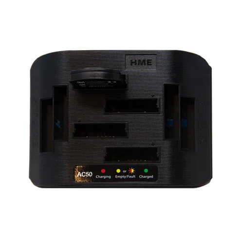 HME_AC50_Battery_Charger_top_view_with_battery.webp