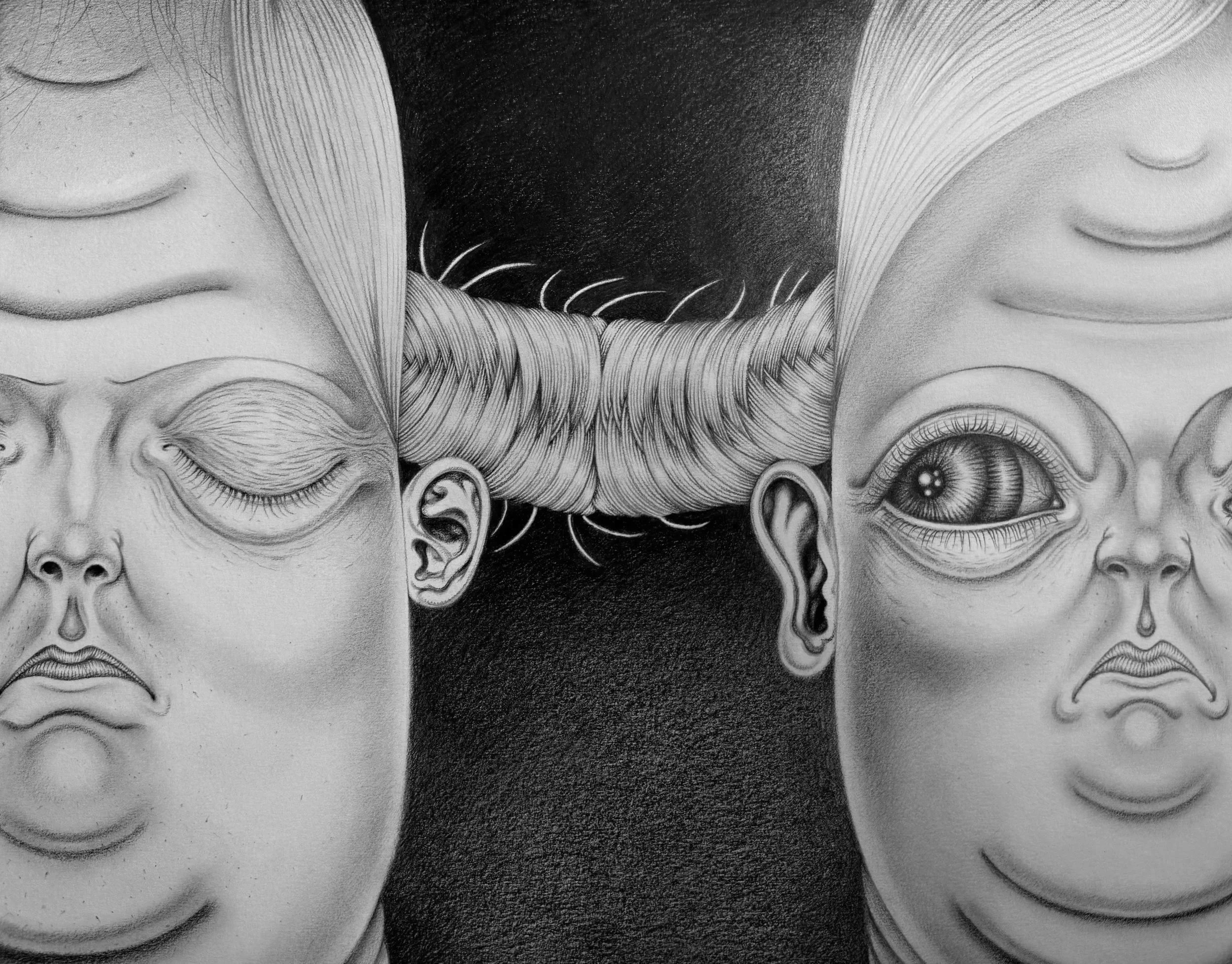 sisters, graphite, 11x14in