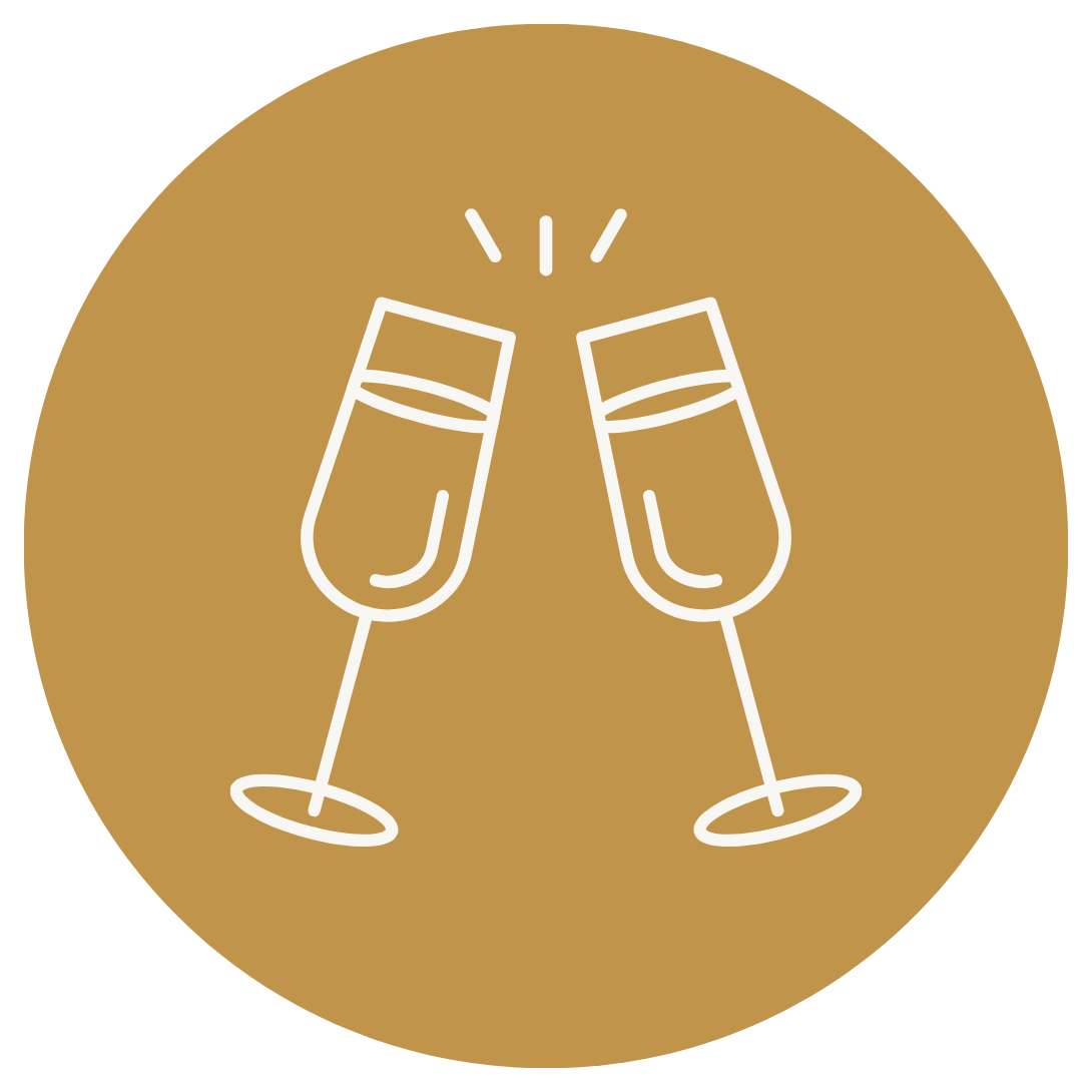 Icône simple de deux flûtes à champagne trinquant