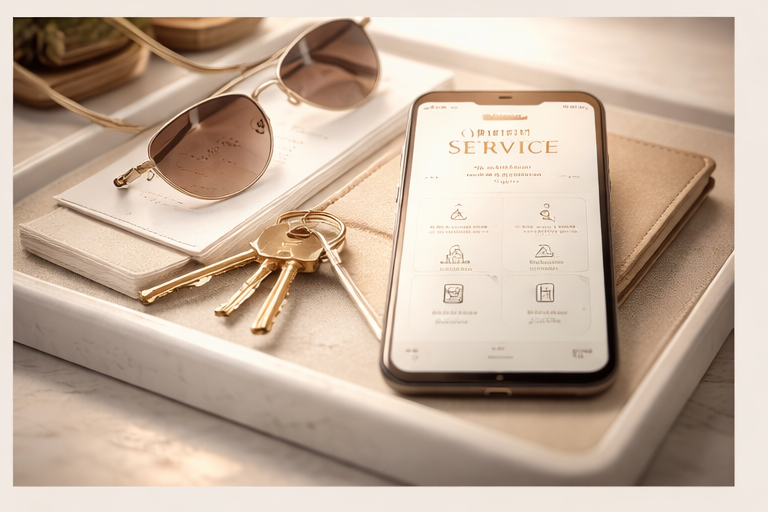 Lunettes de soleil, clés, carnet et téléphone sur un plateau blanc