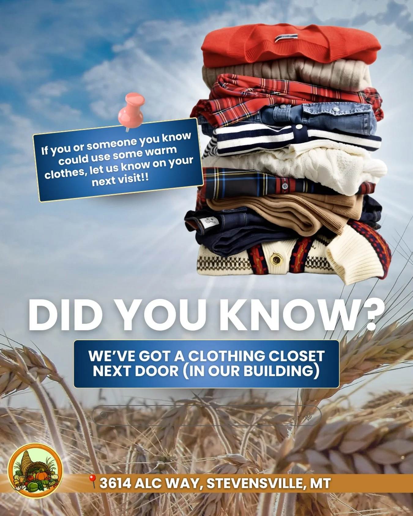 We know that even in the warmest of winters, Montana isn&rsquo;t an easy place to need extra layers.

Cold is cold.
Wind is wind.
And hard work doesn&rsquo;t always keep you warm.

Sometimes what folks need isn&rsquo;t just food&mdash;it&rsquo;s a he