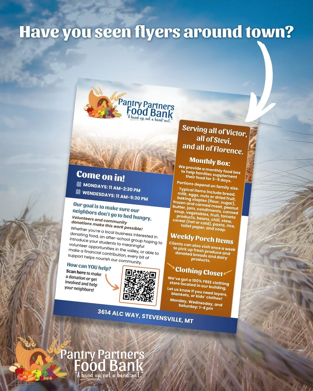 Spotted one of these flyers around town? 👀 Here's how you can help your neighbors in 2 minutes or less. 👇

Take a quick photo.
Scan the QR code.
OR just head straight to our website.

Because we now have a donation page live on our website, with op