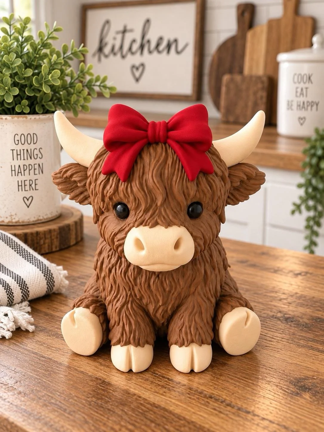 Rustic Highland Cow Shape Soap Holder with Bow Soap Holder