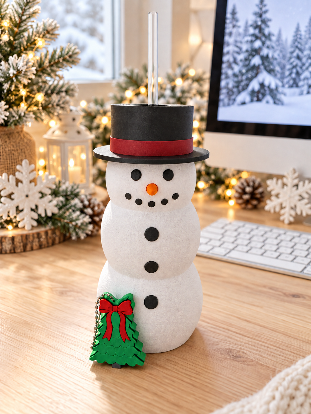Snowman Hat With Clear Straw.png