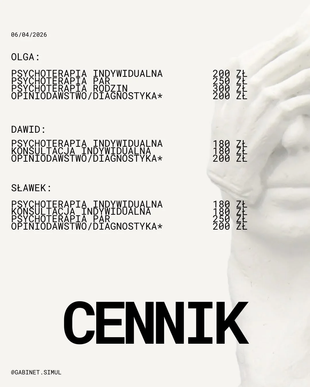 W Śmigus-dyngus nie mogło być inaczej! Podczas gdy jedni biegają z wiadrami, my biegniemy do Was z odświeżonym cennikiem. #gabinetsimul #psychoterapiapoznan #psychologpoznań #terapiasystemowa #terapiapoznawczobehawioralna