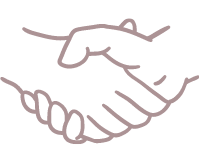 Line drawing of two hands shaking.