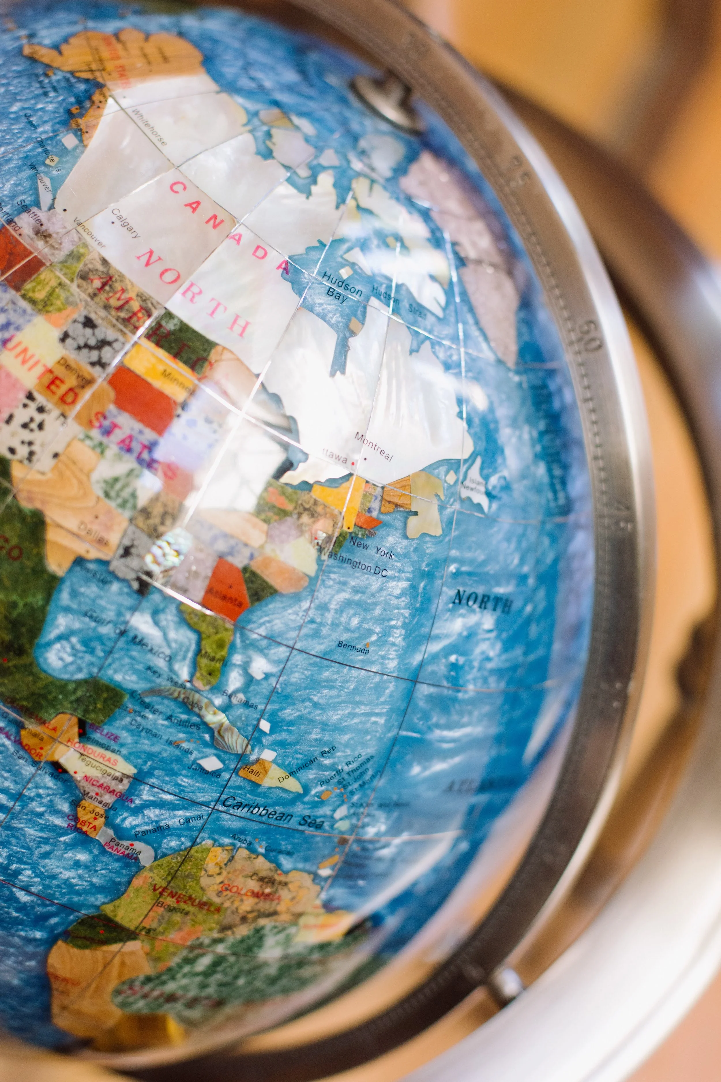 Globe turned to Eastern United States and Canada