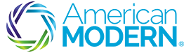 American Modern logo with a circular geometric design in blue, purple, and green, and text 'American Modern'