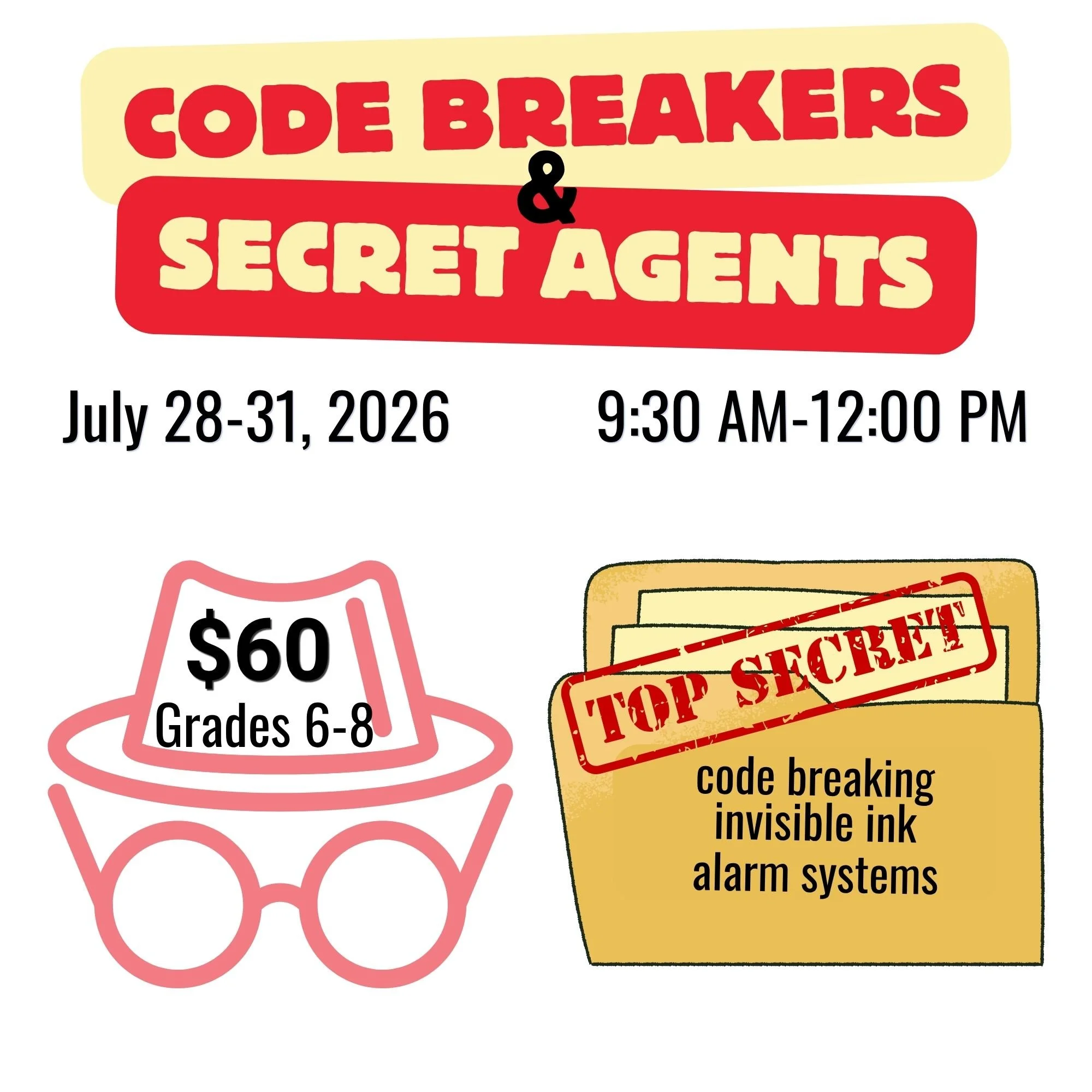 July 28-31 Camp (Middle Grades) - "Code Breakers and Secret Agents"