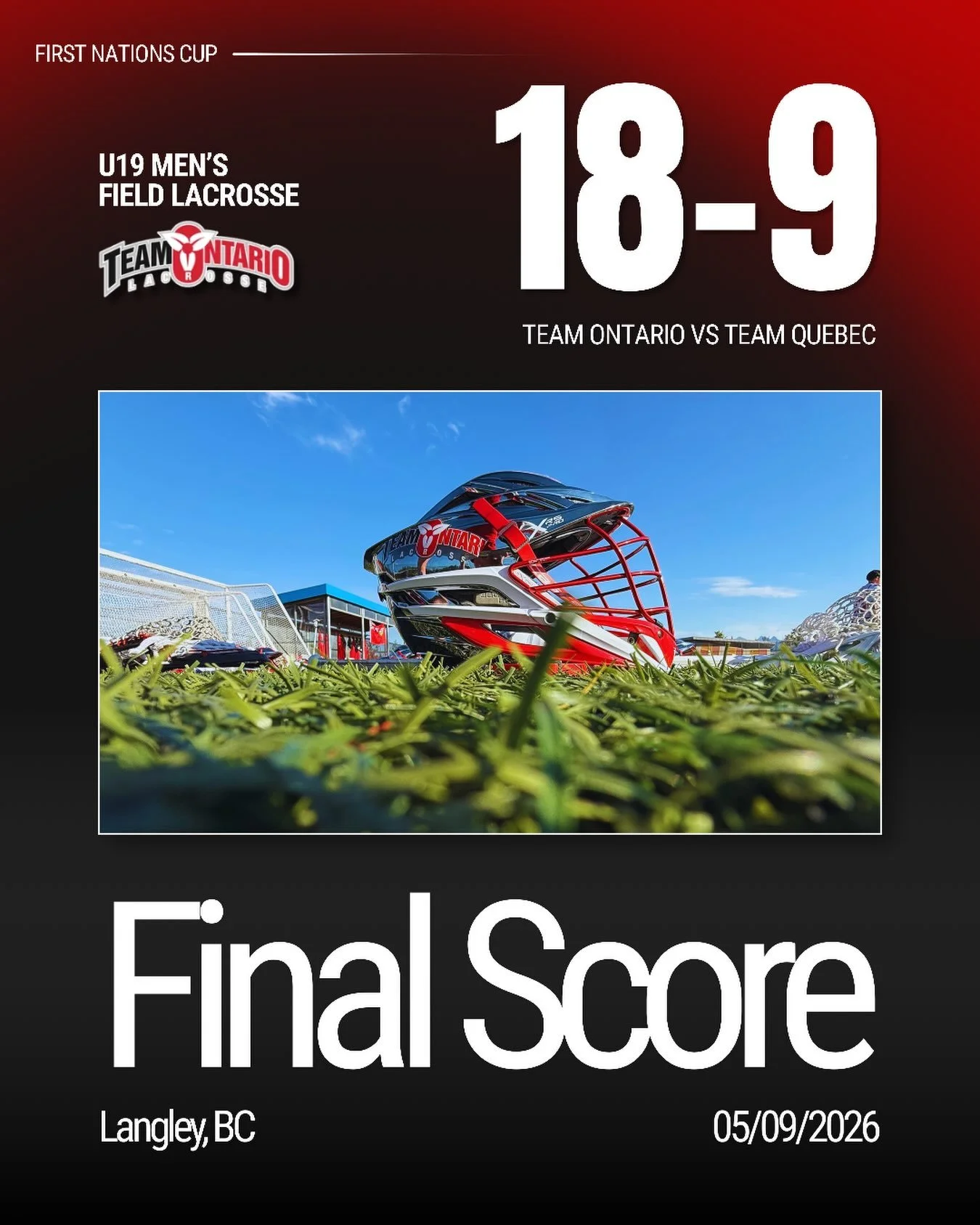 TEAM O WIN‼️⭐️

Here&rsquo;s the final score from today&rsquo;s U19 Men&rsquo;s field game vs Team Quebec in the First Nations Cup!!