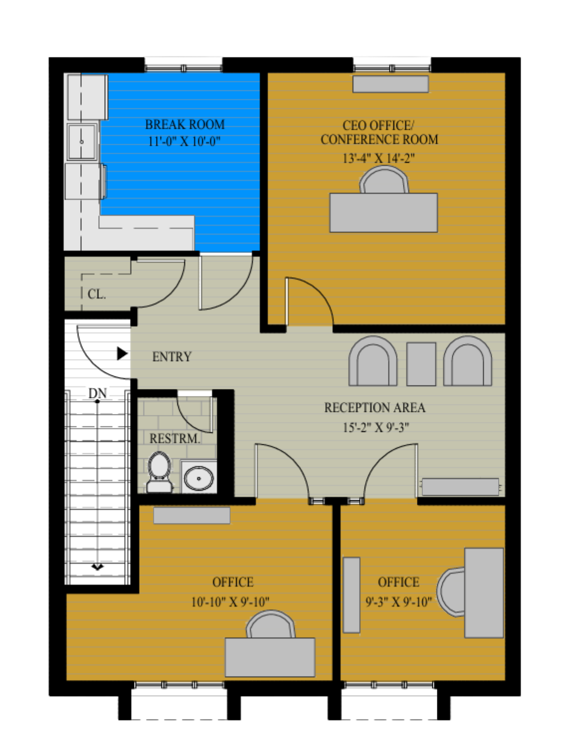 Colored 2D Floor Plan for Marketing