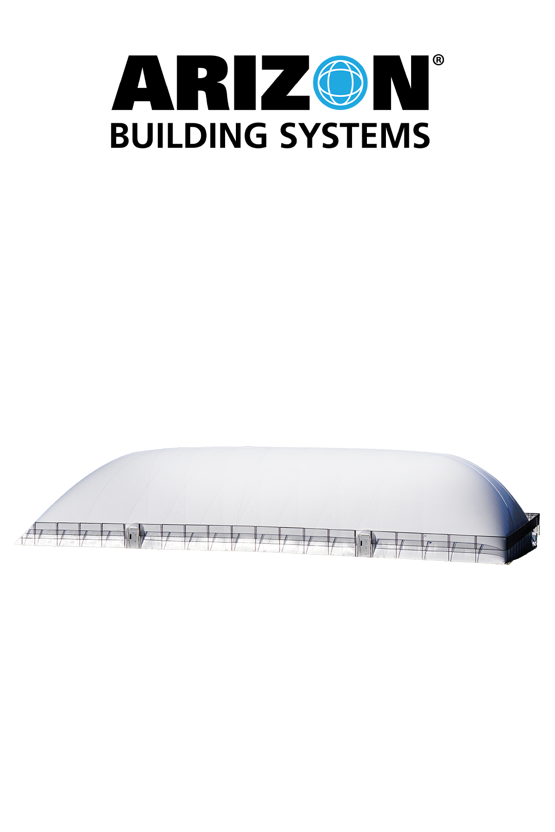 An image of a Arizon Building Systems structure with the logo above the dome
