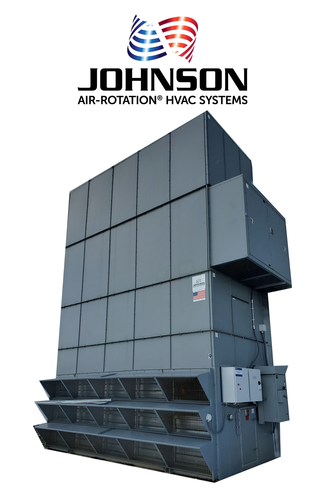 An image of a Johnson Air-Rotation System with the logo above the system